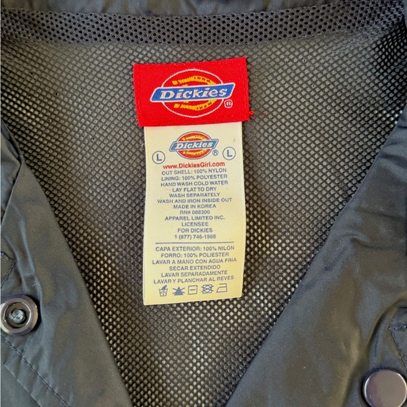 Dickies Girl Navy Blue Coach Jacket Windbreaker Snap Mesh Lined Size L - Picture 7 of 10
